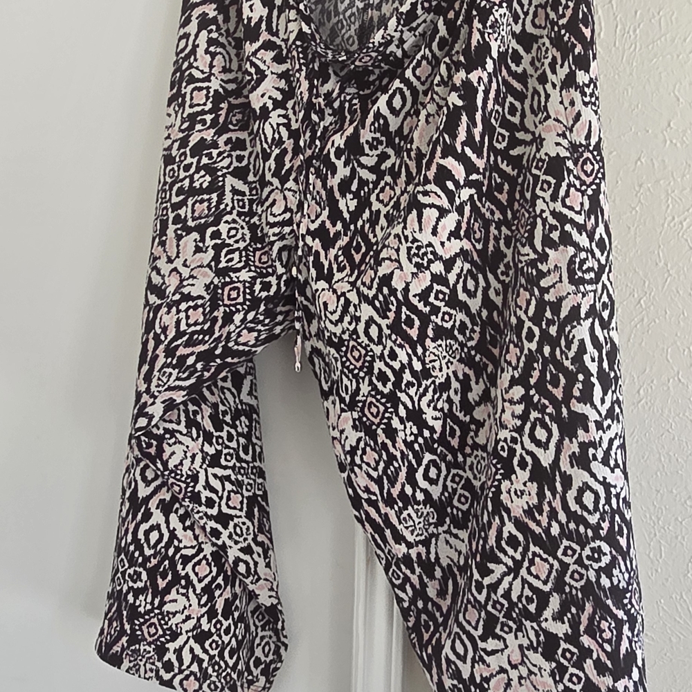 Soho Black and Pink Patterned Blouse